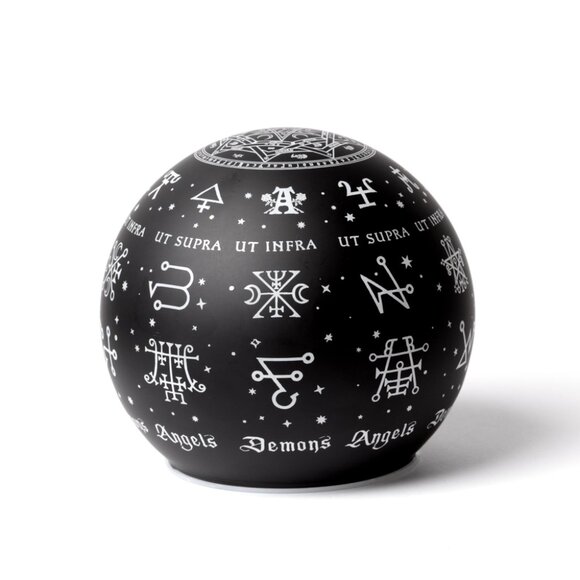 Alchemy Gothic Angels and Demons LED Globe Light Black Glass Etched Symbols NIB - Picture 5 of 5